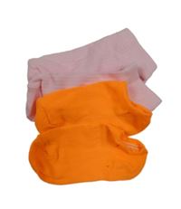 2x kotníkové ponožky - růžové žebrované + neonově oranžové