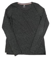 Černo-tmavošedé melírované triko H&M