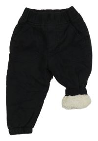 Černé plátěné zateplené kalhoty