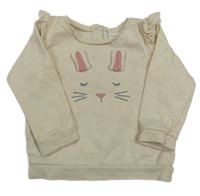 Béžová melírovaná mikina s králíkem a volánky Next