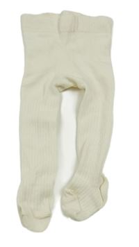 Smetanové žebrované punčocháče