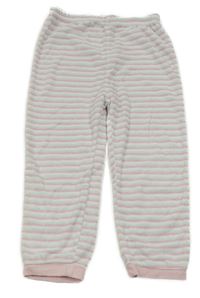 Bílo-růžovo-světlemodré pruhované sametové pyžamové kalhoty