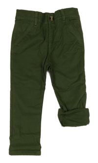 Khaki plátěné podšité chino kalhoty Primark