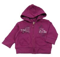 Vínová propínací mikina s potiskem a kapucí Papagino