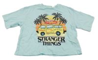 Světlemodré crop tričko s minivanem - Stranger Things H&M