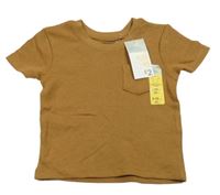 Nové - Hnědé žebrované tričko s kapsou Primark