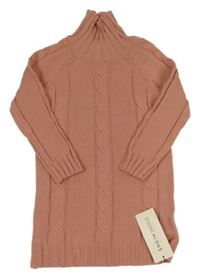 Nové - Starorůžové svetrové šaty s rolákem Shein