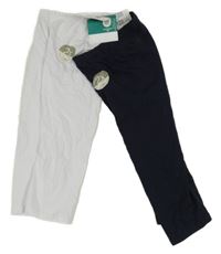 Nové - 2x capri legíny - tmavomodré + bílé Y.F.K.