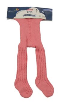 Nové - Růžové žebrované punčocháče Kite