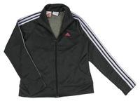 Černá sportovní propínací mikina s logem Adidas