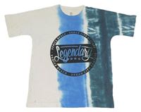 Bílo-modro-petrolejové tričko s nápisem F&F