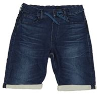 Tmavomodré teplákové riflové kraťasy H&M