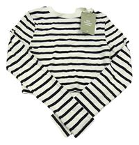 Nové - Bílo-černé pruhované crop triko H&M