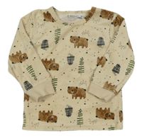 Béžová plyšová mikina s medvědy Ergee