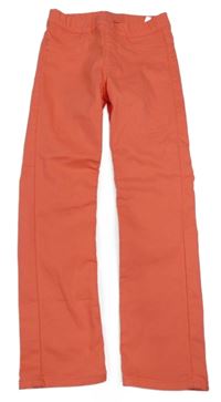 Korálové plátěné elastické kalhoty H&M