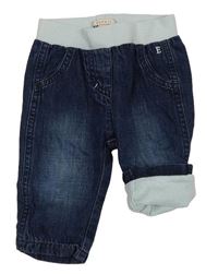 Tmavomodré podšité cuff kalhoty s úpletovým pasem Esprit