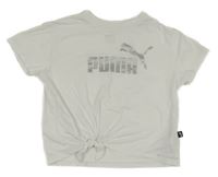 Bílé crop tričko s logem Puma