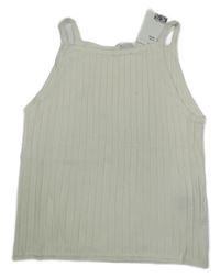 Nové - Smetanový žebrovaný pletený crop top H&M