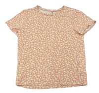 Lososovo-bílé vzorované tričko s motýlky H&M