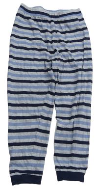 Šedo-modro-tmavomodré pruhované pyžamové kalhoty 