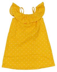 Žluté puntíkaté šaty s volánkem Matalan