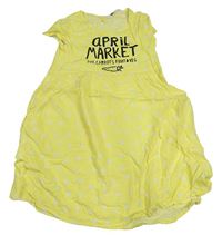 Žluté puntíkaté lehké šaty s nápisem H&M