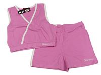 2 set - Růžové kraťasy + růžový crop top 