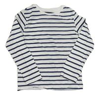 Bílo-tmavomodré pruhované triko H&M