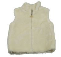 Smetanová kožešinová podšitá vesta 