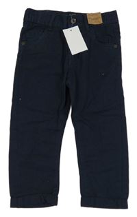 Nové - tmavomodré plátěné kalhoty 