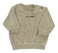 Světlebéžová sametová mikina s nápisem 