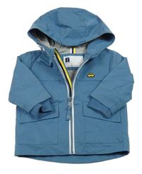 Modrá šusťáková jarní bunda s autem a kapucí Next