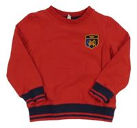 Červená mikina s tmavomodrým lemem a výšivkou Joules