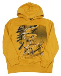 Hořčicová mikina s obrázkem a kapucí C&A