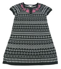 Antracitovo-bílé vzorované pletené šaty H&M