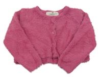 Růžový propínací chlupatý crop svetr H&M