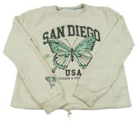 Smetanová mikina s motýlkem a nápisem 