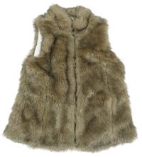 Hnědo-béžová kožešinová podšitá vesta Zara