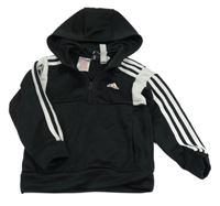 Černá sportovní mikina s pruhy a logem a kapucí Adidas