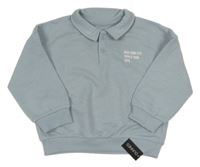 Nové - světlemodrá oversize mikina s nápisem a límečkem dunnes