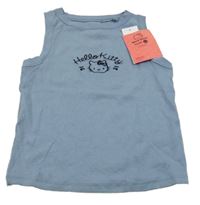 Nové - šedomodrý žebrovaný top s Hello Kitty