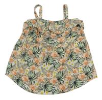 Smetnaovo-barevný květovaný lehký top s volánkem Name it