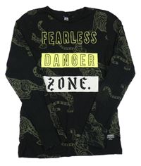 Černé vzorované triko s neonovým nápisem Coolcat