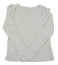 Bílé žebrované triko s volánky H&M