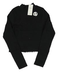 Nové - černé žebrované crop triko M&S