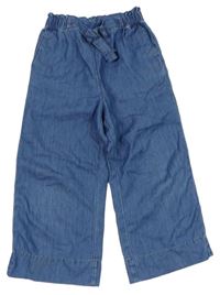 Modré lehké culottes kalhoty riflového vzhledu H&M