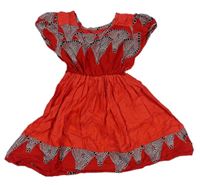 Červené plátěné šaty se vzorem
