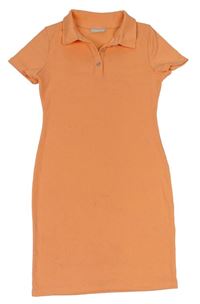 Oranžové žebrované elastické polo šaty Matalan
