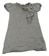 Šedé třpytivé svetrové šaty s mašlí zn. H&M