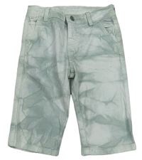Mintovo-bílé batikované skinny riflové kraťasy Denim Co.
